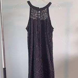 Navy Blue Halter Lace Dress